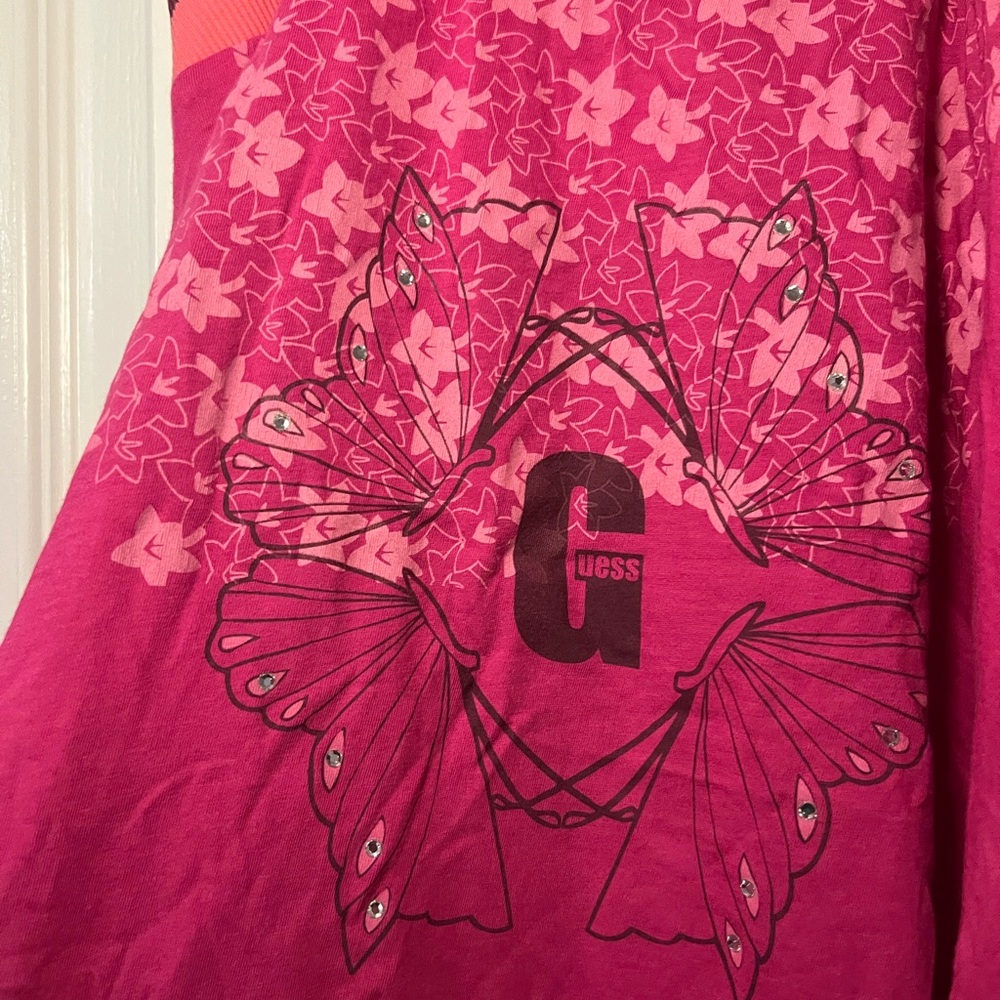 Guess “Enchanting Illusion” Y2K Bedazzled Pink Chemise Dress - Picture 5 of 5